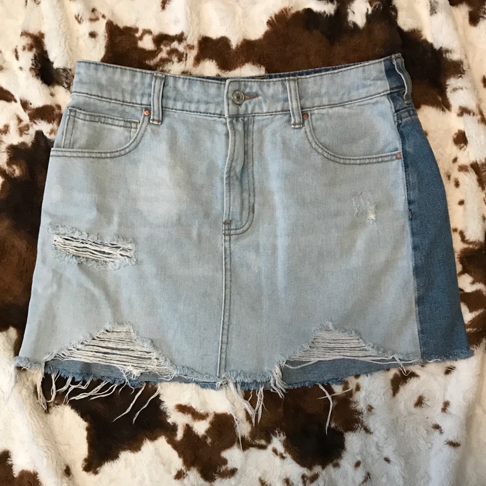 Two fade denim skirt